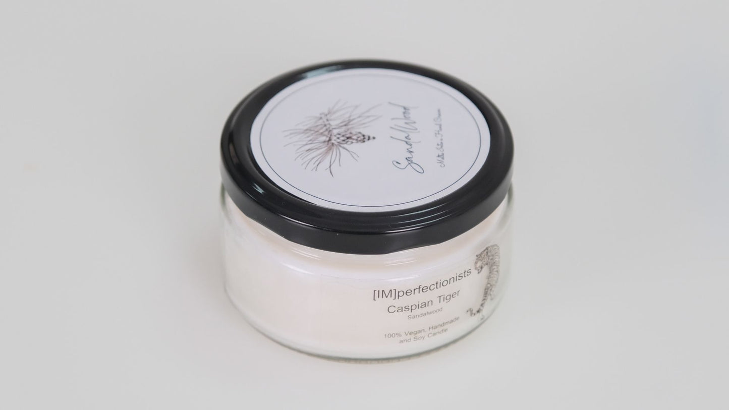 Cedarwood Scented Candle - Caspian Tiger Candle Melts into Hand Cream