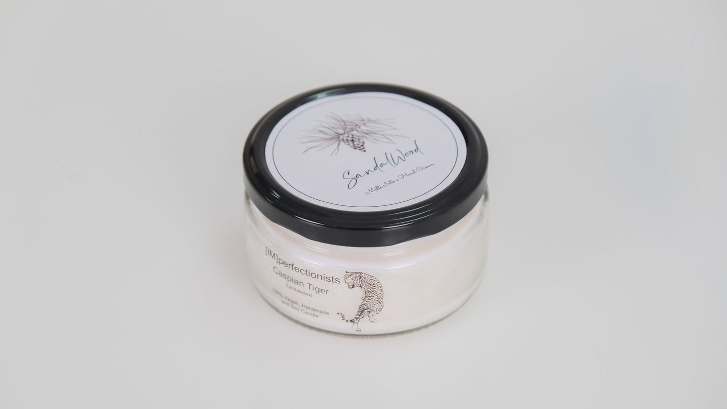 Cedarwood Scented Candle - Caspian Tiger Candle Melts into Hand Cream