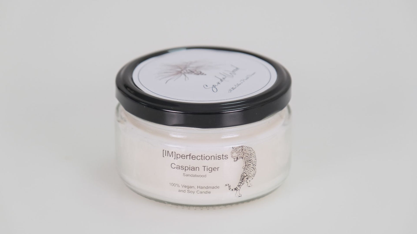 Cedarwood Scented Candle - Caspian Tiger Candle Melts into Hand Cream